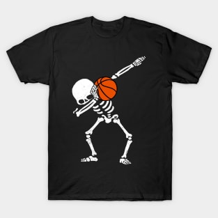 Halloween Dabbing Skeleton BASKETBALL T-Shirt Skeleton Dab T-Shirt